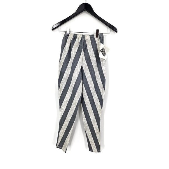 Vtg New Crazee Wear Pants Baggy Leggings Childs Medium Grey Stripe - Picture 3 of 5